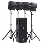 Pack Sono DJ 2000W complet BM SONIC BMS-12-ARRAY-BT - 4 Enceintes satellites, 2x SUB 31cm USB/Bluetooth, Supports Câbles