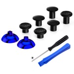 eXtremeRate ThumbsGear Interchangeable Ergonomic Thumbstick for ps5 Controller, For ps4 All Model Controller - 3 Height Domed and Concave Grips Adjustable Joystick - Chrome Glossy Blue & Black