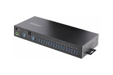 StarTech.com 16-Port Industrial USB 5Gbps Hub with Power Adapter, Metal Enclosure, Mountable, ESD Protection, Terminal Block Power, USB Charging, Dual-Host Switch - TAA - hubb - 16 portar - rackmonterbar - TAA-kompatibel