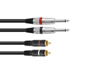 OMNITRONIC Adaptercable 2xJack/2xRCA 1m bk, Omnitronic Adapter 2xTelekontakt / 2xRCA 1m svart
