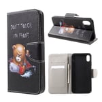 iPhone XR mobilfodral silikon syntetläder stående plånbok - Arg björn