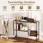 Konsolbord hallbord med 2 hyllor och metallram entrébord med justerbara fötter 99 x 27 x 79 cm