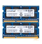 Crucial 2x 8GB 2Rx8 PC3-12800S DDR3 1600Mhz CL11 SODIMM RAM Laptop Memory #CVB