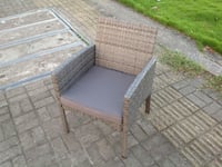 PE Wicker Rattab Grey Garden Arm Chair Patio Outdoor Garden Furniture Accessory With Cushion