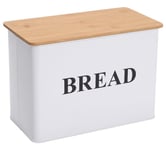 Xbopetda Bread Bin with Wooden Cutting Board Lid, Crackers - Bread Container Box for Kicthen, Large Space Saving Bread Storage Holds 2 Loaves-White