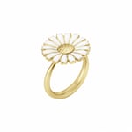 Georg Jensen DAISY Ring Silver guldpläterad WHITE ENAMEL 18 MM 54