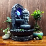 CHINESS Creative Buddha Statue Water Fountain Indoor Table Top Statue, Environmental Resin Rockery Waterfall, Home Decoration with LED Colorful Lights (water Pump Included)