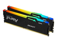 Kingston FURY Beast RGB - DDR5 - kit - 16 Go: 2 x 8 Go - DIMM 288 broches - 6000 MHz / PC5-48000 - CL30 - 1.4 V - mémoire sans tampon - on-die ECC - noir