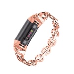 Watch Strap for Fitbit Charge 3/Charge 4 Rhinestone Wristband Bracelet Rose Gold