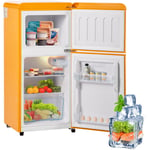 Réfrigérateur rétro. combinaison congélateur. 86,8 cm de hauteur, 45,5 cm de largeur, deux portes, avec un volume total de 60 litres, un volume de