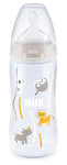NUK First Choice+ - Biberons pour bébé - 6 à 18 mois - Valve anti-colique - Sans BPA - 300 ml - Tétine en silicone - Avec contrôle de la température - Paresseux gris