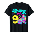 Rolling into 9 Girls 9th Birthday Roller Skates T-Shirt