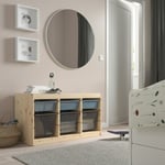 IKEA IKEA TROFAST förvaringskombination med backar, ljus vitbetsad furu gråblå/mörkgrå, 93x44x52 cm 93x44x52 cm