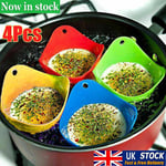 4x Silicone Egg Cooking Poacher Poached Egg Maker For Kitchen Microwave Uk