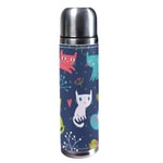 TIZORAX Colorful Cats And Birds 500ml Travel Mug Coffee Cups Water Bottle Vacuum Leather Insulating Cup 304 Stainless Steel