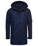 Superdry Mens Service Midweight Parka Coat - Navy Cotton Size X-Large