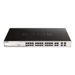 D-LINK D-Link DGS 1210-24P - Commutateur intelligent 24 x 10/100/1000 (PoE+) + 4 combo Gigabit Ethernet / SFP de bureau, Montable sur rack PoE+ (193 W)