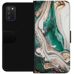 Samsung Galaxy A03s Svart Plånboksfodral Grön / Guld marmor