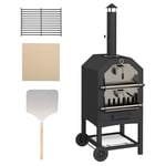 2-i-1 Pizzaugn & Grill med Pizzasten, Svart