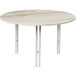 IOI Soffbord Ø70 cm, Travertin / Krom