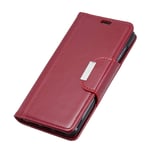 Mipcase Flip Phone Case with Buckle Leather Multifunctional Card Slot Wallet Purse Phone Cover Simple Protective Shell for Nokia 5.1 Plus (Dark Red)