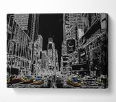 New York Street Taxi Psychedelic Canvas Print Wall Art - Double XL 40 x 56 Inches