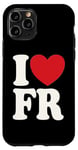 Coque pour iPhone 11 Pro J'aime FR I Heart FR Initiales Hearts Art F.R