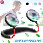WWRRXX Mini-ventilator Mini Portable Hanging Neckband Fan USB Rechargeable Double Fans Air Cooler Conditioner Colorful Aroma Electric Desk Fan For Room