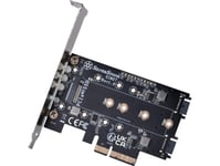 Silverstone Sst-Ecm27 M.2/Sata-Adapterkort, Pcie 4.0, 1X M-Key, 2X Sata 6G - Låg Profil