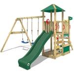 Wickey - Aire de jeux Portique bois Smart Savana avec balançoire et toboggan Maison enfant exterieur avec bac à sable, échelle d'escalade &