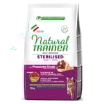 2,4 kg + 600 g på köpet! 2 x 1,5 kg Natural Trainer kattfoder - Adult Sterilised med råskinka