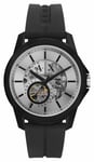 Armani Exchange AX1726 Automatic | Silver Dial Black Watch / Skeleton Male
