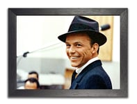 Frank Sinatra Grain Effect Print A4 Framed Film Star American Singer Poster Famous Celebrity Handsome Man Smilling Picture Bedroom Artwork Photo Wall Decoration Reprint