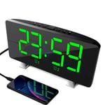 LED Digital Alarm Clock, Portable Alarm Clocks with 1 USB Port, 3 Dimming Mode, Snooze Function for Travel,Bedroom,Office Best Festival Gift,Green