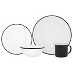 16 Piece White Enamel Dinner Set