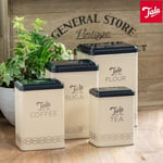 Set Of 4 Retro Tea Coffee Sugar Flour Canisters Kitchen Storage Containers Jars