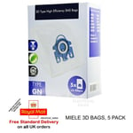 Fits Miele Gn Cat & Dog G&n 3d Vacuum Cleaner Bags X 5 Pack And 2 Filters
