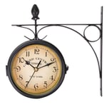 Youyijia Double Sided Wall Clock 4.8 Inches Outdoor Clock Vintage Wall Mounted Garden Clock Weatherproof Fashion Design with Outside Bracket