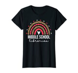 Womens Middle School Librarian For Women Teacher Rainbow Library T-Shirt