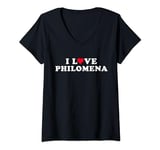 Womens I Love Philomena Girlfriend & Boyfriend Philomena Name V-Neck T-Shirt