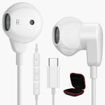 ACAGET USB C Headphones, S21 Ultra Earphone, USB C Earphones In Ear, Wired Earbud for Android DAC Noise Canceling Headset with Mic for OnePlus 9 Pro 8 S20 FE S20 Ultra Pixel 6 Pro 5 Find X3 Pro, White