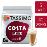 Tassimo Coffee Pods Costa Latte T Discs (Pack of 5, Total of 40 Servings)