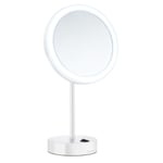 Smedbo Outline makeup spejl med lys, Ø20 cm, hvid