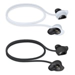 kwmobile Straps Compatible with Samsung Galaxy Buds/Buds Plus - 2x Silicone Holder for Wireless Earphones - Black/White