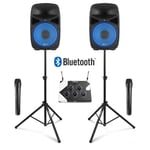 Home Karaoke Set with Pair of Wireless Microphones, VPS102A PA Speakers & Stands