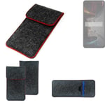 Protective cover for Xiaomi POCO X5 5G dark gray red edges Filz Sleeve Bag Pouch