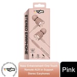 Vybe Bass Enhancement One-Touch Remote AUX-in Support Stereo Earphones - Pink