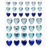 Galleri Papper Självhäftande Rhinestones - Blå Hjärtan 38 st