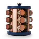 Tower T826022MNB Cavaletto 12 Jar Spice Rack, Pre-Filled Spices Midnight Blue