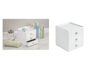 iDesign Drawers organisateur de maquillage, boîte de rangement en plastique pour make-up & Cie., boîte à tiroir avec 3 tiroirs, blanc